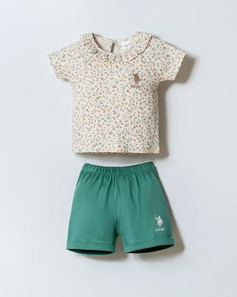 U.S. Polo Assn Floral Peter Pan Set (6 months up to 3 years)