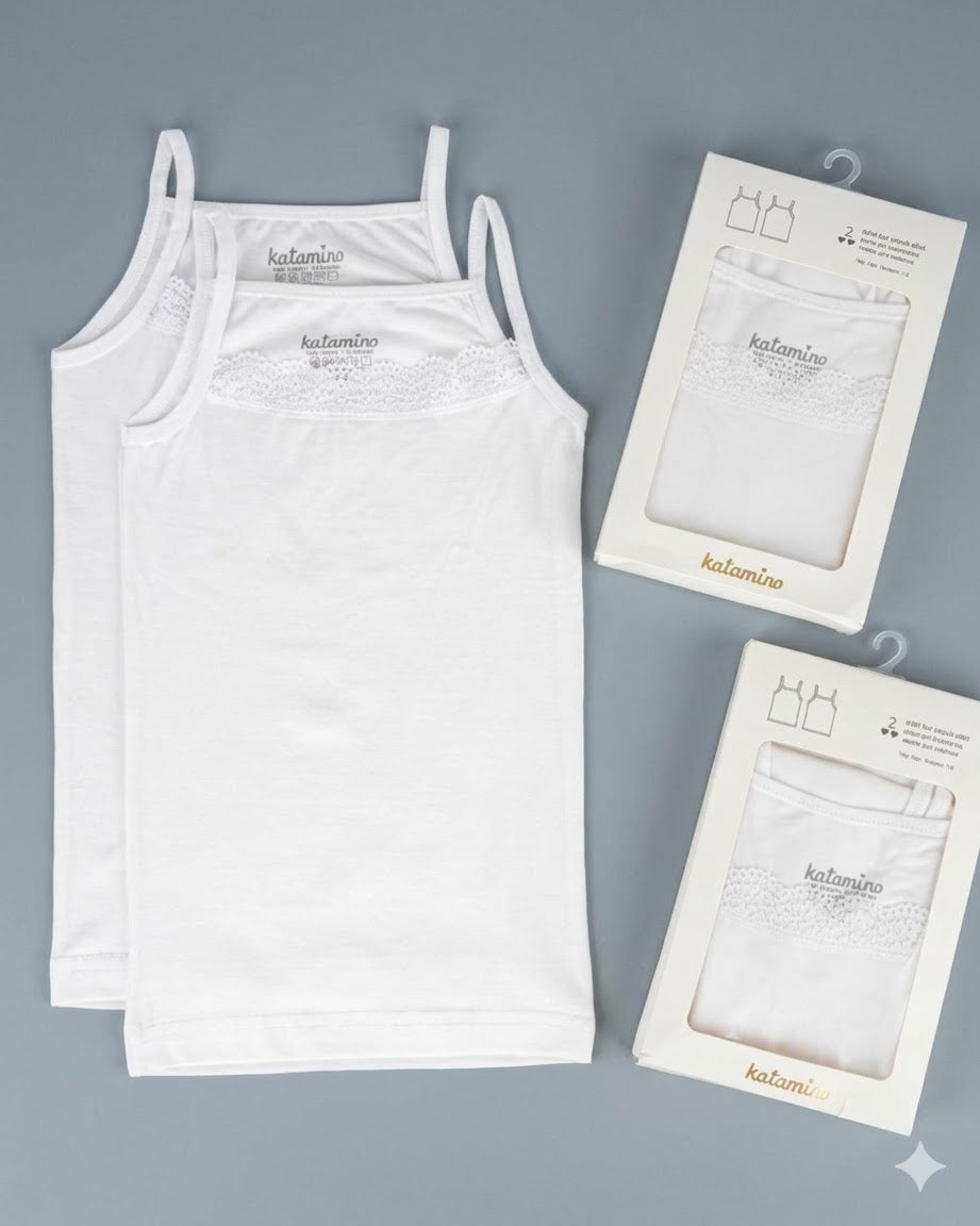 Set of 2 white Vest  for girls