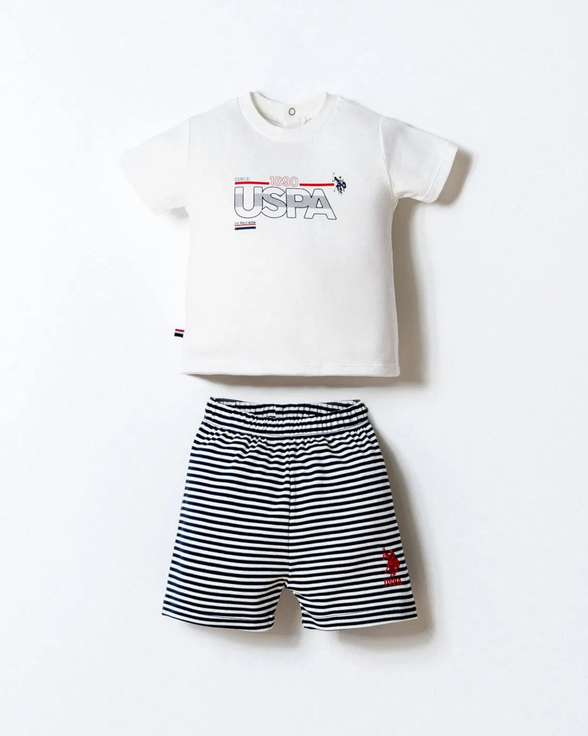U.S. Polo Assn Nautical Striped Set (6 months up to 3 years)